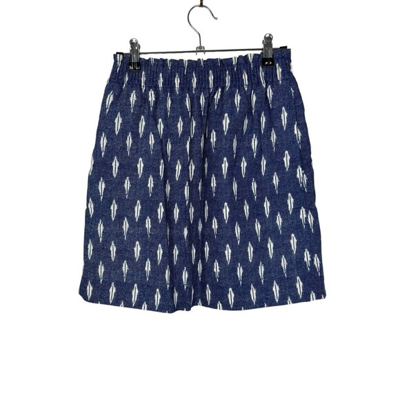 J Crew Linen Blend Paper Bag Waist Pull On Mini Skirt Navy White NWT SZ 00 - Picture 1 of 10